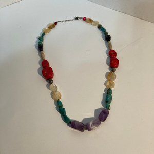 Multicolor Polished Stone Statement Necklace